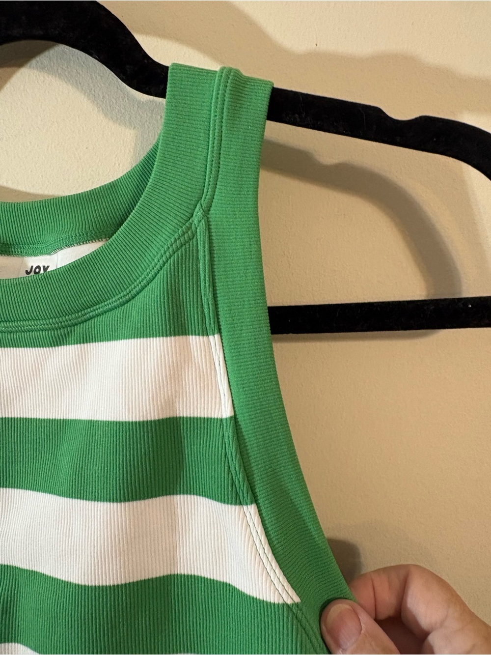 JoyLab razor back tank top sports bra Green White striped Crop women’s small - Picture 3 of 9